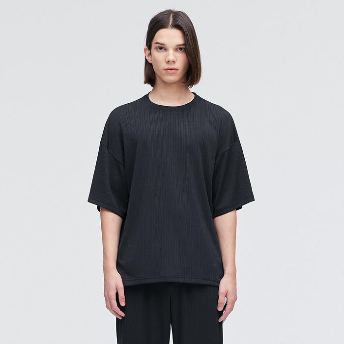 [5Day-SALE]리버드 숏 슬리브 티셔츠 로우블랙 COOSTS240R.BLACK